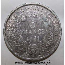 GADOURY 719 - 5 FRANCS 1851 A - Paris - TYPE CÉRÈS - KM 761