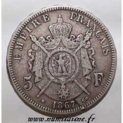 FRANKREICH - KM 799 - 5 FRANCS 1867 - A Paris - TYP NAPOLEON III