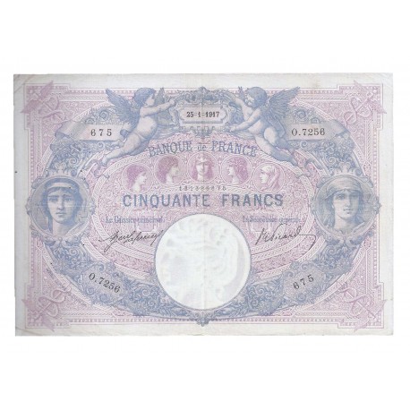 FAY 14/30 - 50 FRANCS 1917 - 25.01 - TYPE BLEU ET ROSE - PICK 64