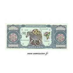UNITED STATES - 1.000.000 DOLLARS 2003 - WILD ANIMALS - ZEBRA - FANTASY BANKNOTES