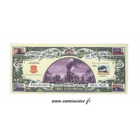 UNITED STATES - 3 CENTS 2002 - RAILROAD MAIL RUN - FANTASY BANKNOTES