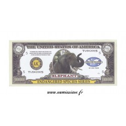 ÉTATS UNIS - 1.000.000 DOLLARS 2005 - ANIMAUX - ECPÈCES EN DANGER - ÉLÉPHANT - BILLET FANTAISIE