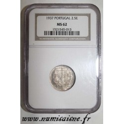 PORTUGAL - KM 580 - 2.50 ESCUDOS 1937 - BOOT - NGC MS 62