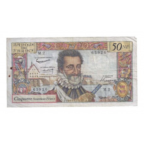 FRANCE - PICK 143 - 50 NEW FRANCS 1959 - 05.03 - HENRI IV