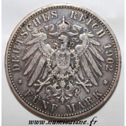 ALLEMAGNE - PRUSSE - KM 523 - 5 MARK 1902 - WILHELM II