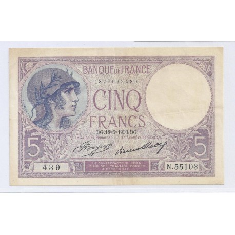 FAY 03/17 - 5 FRANCS VIOLET - 18/05/1933 - SUPERBE + - PICK 72