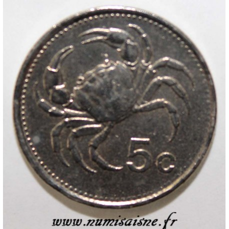 MALTA - KM 77 - 5 CENTS 1986