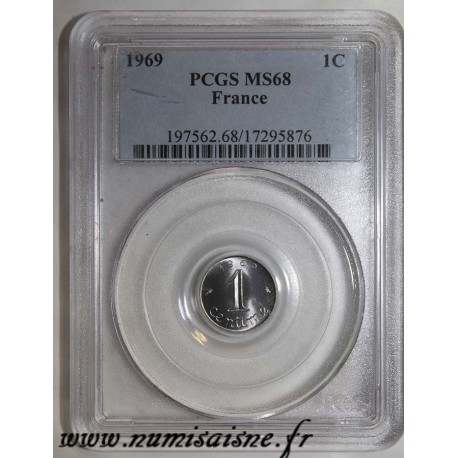 FRANCE - KM 928 - 1 CENTIME 1969 - TYP EAR OF WHEAT - PCGS MS 68