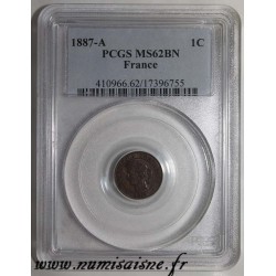 FRANCE - KM 826 - 1 CENTIME 1887 A - Paris - TYP CÉRÈS - PCGS MS 62 BN