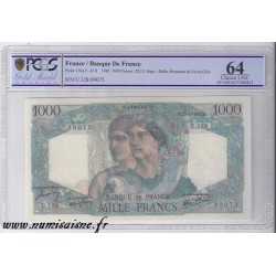 FAY 41/08 - 1000 FRANCS 1945 - 22/11 - TYPE MINERVE ET HERCULE - PICK 130 - PCGS 64