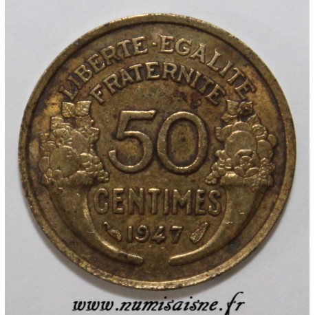 GADOURY 423b - 50 CENTIMES 1947 - TYPE MORLON BRONZE ALUMINIUM - KM 914