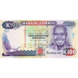 ZAMBIA - PICK 34a - 100  KWACHA - ND (1991)