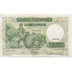 BELGIQUE - PICK 106 - 50 FRANCS / 10 BELGAS - 05/01/1945