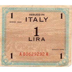 ITALIE - PICK M 10 a - 1 LIRA - 1943 (avec F) - PREFIXE-SUFFIXE AA