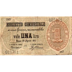 ITALIE - PICK 2 - 1 LIRA - 30/04/1874