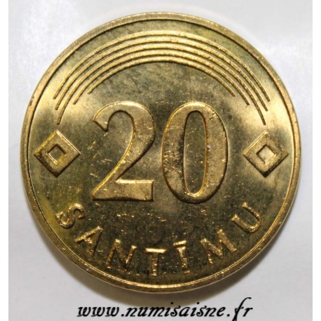 LATVIA - KM 22.2 - 20 SANTIMU 1992 - RARE - MAGNETIC ALLOY