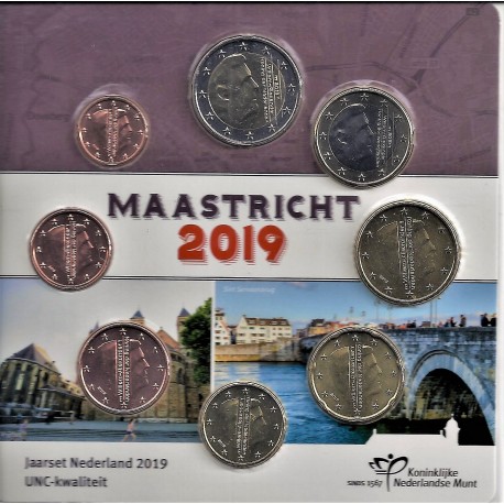 PAYS BAS - BLISTER EUROS 2019 - MAASTRICHT - 8 PIECES (3.88 euros)