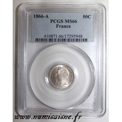 FRANCE - KM 814 - 50 CENT 1866 A - Paris - TYPE NAPOLEON III - PCGS MS 66