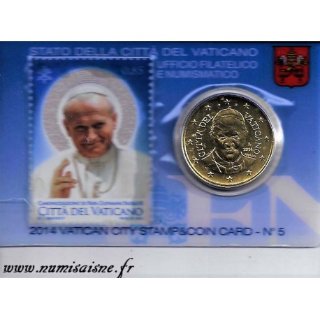 VATICAN - 50 CENT 2014 WITH 1 STAMP - COINCARD 5 - JOHN PAUL II