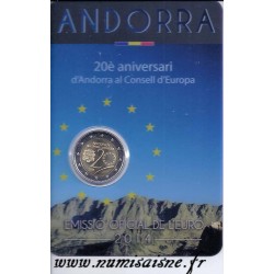 ANDORRE - 2 EURO 2014 - 20ème Anniversaire du conseil d'Europe - COINCARD