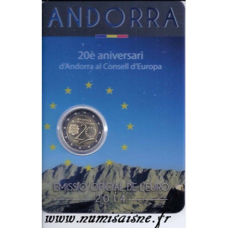 ANDORRA - 2 EURO 2014 - 20th Anniversary of the Council of Europe - COINCARD