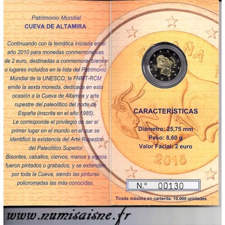 ESPAGNE - 2 EURO 2015 - ALTAMIRA CAVE - COINCARD