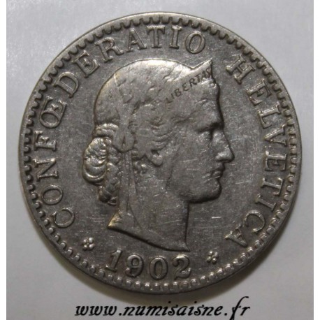 SWITZERLAND - KM 29 - 20 RAPPEN 1902 B - LIBERTAS