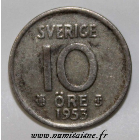SWEDEN - KM 823 - 10 ORE 1953 - GUSTAF VI