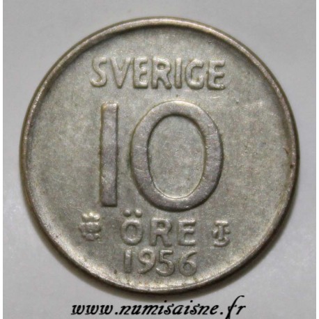 SWEDEN - KM 823 - 10 ORE 1956 - GUSTAF VI