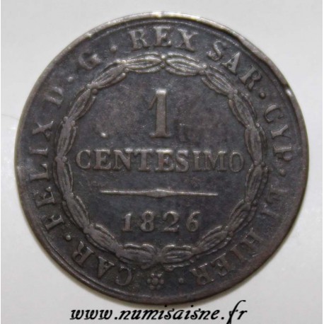 ITALY - SARDINIA - C 98.2 - 1 CENTESIMO - 1826 P - EAGLE HEAD