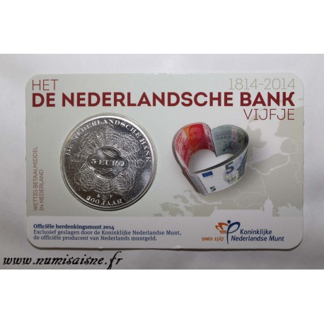 NIEDERLANDE - KM 353 - 5 EURO 2014 - 200 Jahre Nederlandsche Bank