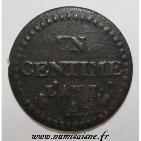 FRANCE - KM 646 - 1 CENTIME 1798 - YEAR 7 A - Paris - TYP DUPRÉ - THE REVERSE IS OFFSET AT 7h