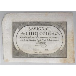ASSIGNAT OF 500 LIVRES - 08/02/1794 - NATIONAL DOMAINS