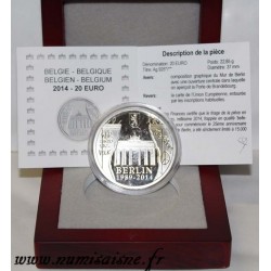 BELGIQUE - KM 342 - 20 EURO 2014 - 25 ANS DE LA CHUTE DU MUR DE BERLIN