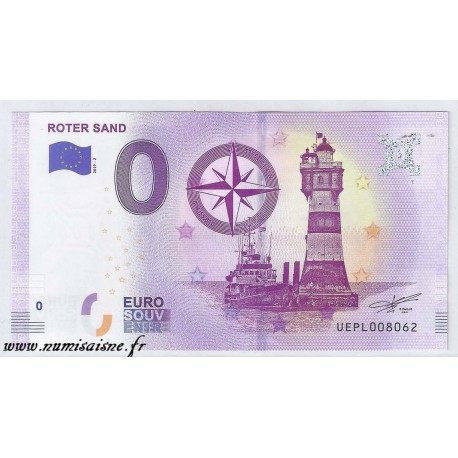 GERMANY - TOURISTIC 0 EURO SOUVENIR NOTE - LIGHTHOUSE OF ROTER SAND - WESER - 2019