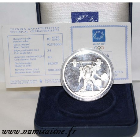 GREECE - KM 202 - 10 EURO 2004 - WEIGHTLIFTING