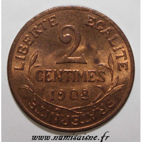 FRANCE - KM 841 - 2 CENTIMES 1908 - TYPE DUPUIS