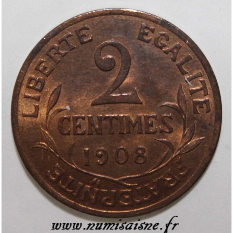 FRANCE - KM 841 - 2 CENTIMES 1908 - TYPE DUPUIS