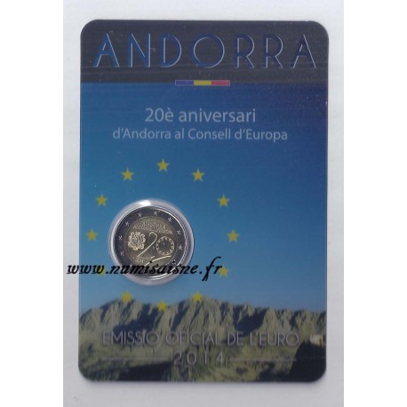 ANDORRA - 2 EURO 2014 - 20 JAHRE BEIM EUROPÄISCHER RAT - Coincard