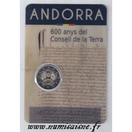 ANDORRA - 2 EURO 2019 - 600th ANNIVERSARY OF THE COUNCIL OF THE EARTH