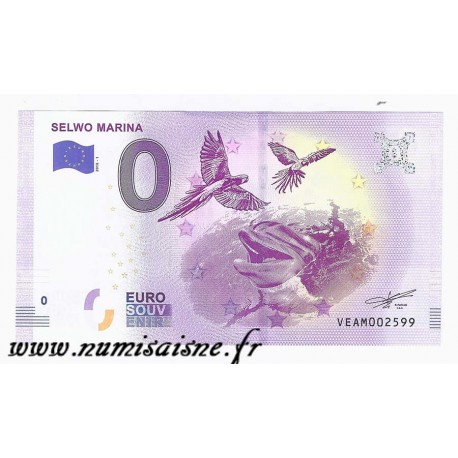 SPAIN - TOURISTIC 0 EURO SOUVENIR NOTE - SELWO MARINA - DOLPHIN AND PARROT - 2018