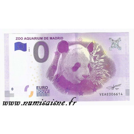 ESPAGNE - BILLET DE 0 EURO SOUVENIR - ZOO AQUARIUM DE MADRID - PANDA - 2018