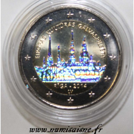 LETTONIE - 2 EURO 2014 - Riga Capitale Européenne de la Culture - HOLOGRAMME