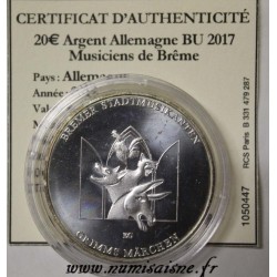 GERMANY - 20 EURO 2017 - MUSICIANS OF BREMEN