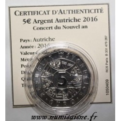 AUTRICHE - 5 EURO 2016 - CONCERT DU NOUVEL AN