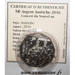 AUTRICHE - 5 EURO 2016 - CONCERT DU NOUVEL AN