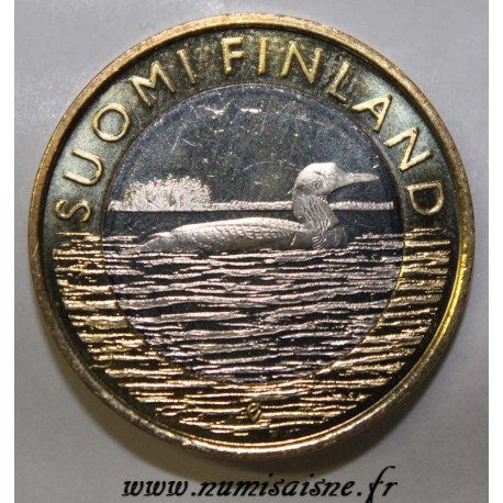 FINLAND - 5 EURO 2014 - Black-throated loon - Animal of the Province of Savonia