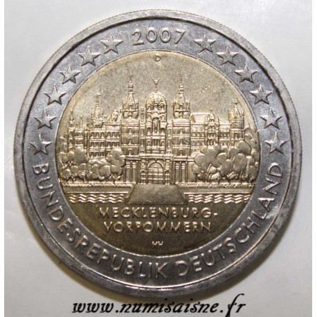 GERMANY - KM 260 - 2 EURO 2007 - CASTLE OF SCHWERIN - Mecklenburg-Western Pomerania