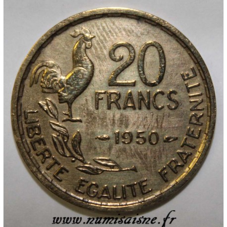 FRANKREICH - KM 917.1 - 20 FRANCS 1950 - TYP G.GUIRAUD - 4 FEDERN