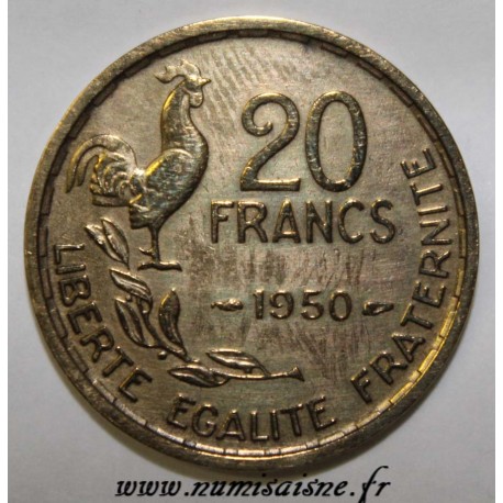 GADOURY 865 - 20 FRANCS 1950 - TYPE G.GUIRAUD - 4 PLUMES - KM 917.1